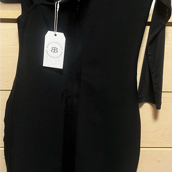 NWT Bella Barnett Arabella one shoulder bondage dress black/gold - XL - Picture 9 of 13